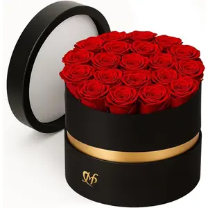 20 Mini Preserved Roses, Round Luxury  Box, Real Forever Roses Last 1+ Year,  Romantic  for Women, Wife, Girlfriend, Mother's Day, Birthday, Anniversary, Valentine's Day