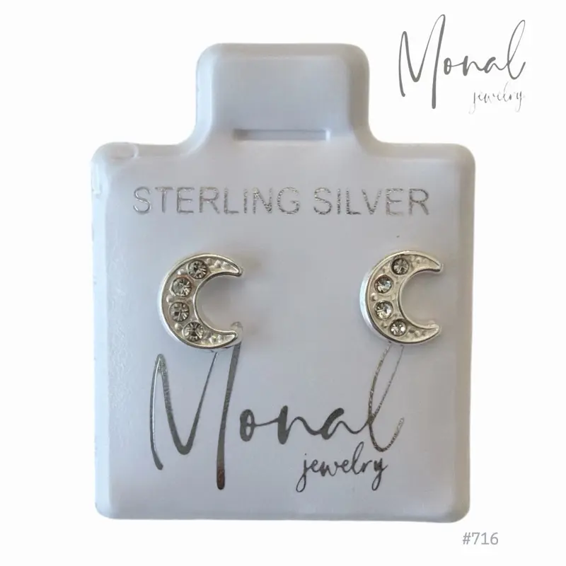 Broqueles Luna en Plata .925  | Sterling Silver Moon Stud Earrings