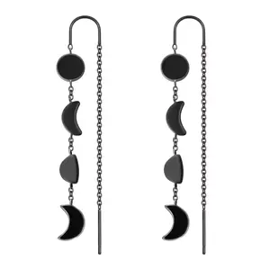 2 Pairs S925 Sterling Silver Chain Threader Earrings For Women Bar Wrap Threader Dangle Drop Earrings Lightweight Minimalist Hypoallergenic Earrings Anniversary Christmas Jewelry Gift