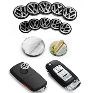 5/10Pcs 11mm/14mm Aluminium Car Styling Remote Key Stickers Auto Control Keychain Emblem Accessories Car Key Accessory For Volkswagen VW GTI R-Line R Polo Golf Passat Scirocco CCJetta Tiguan Bora