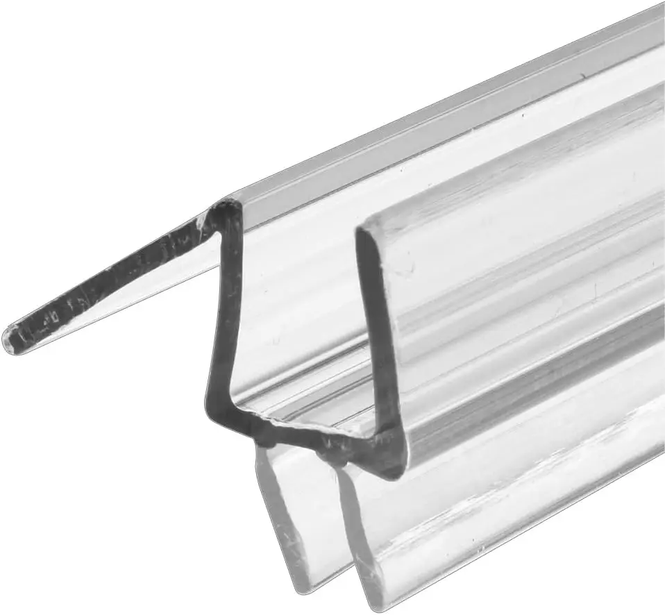 M 6258 Frameless Shower Door Bottom Seal for 3/8 Inch Thick Glass Doors - Clear Vinyl, Slip-On Fit, No Adhesive Needed, Water Barrier for 36 Inches