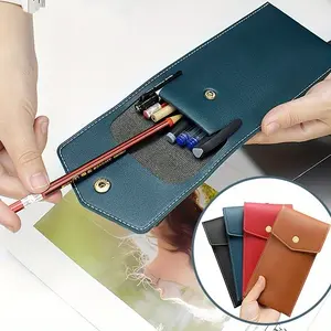 1pc Premium PU Leather Pen Case, Business Office Signature Pen Holder, Leak-Proof Ink Ball Pen Storage Bag for Stationery