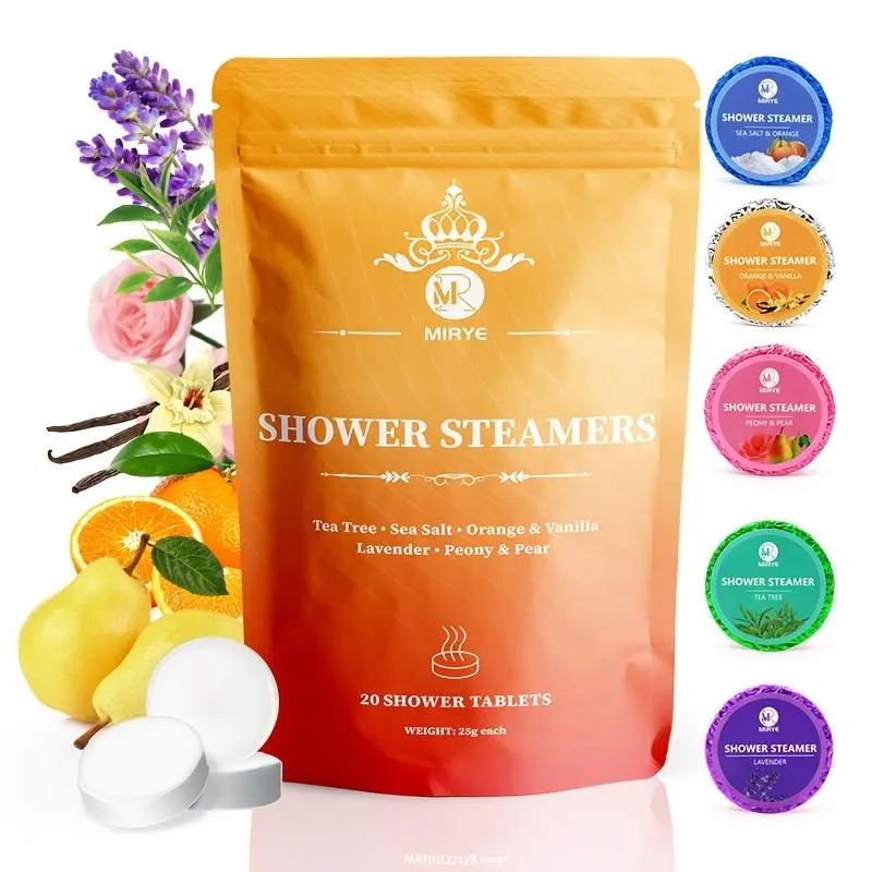 Shower Steamer, Scented Shower Steamer 20pcs/set Essential Oil Bath Tablets in Lavender & Orange & Other Scents, Self-care Tools for Men and Women, Shower Products