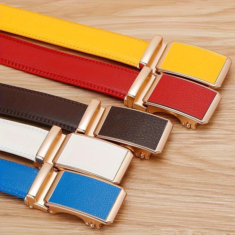 Golden Automatic Buckle Belt Men and Women Universal Fashion Casual Belts Red Blue Green Black White Cinturon Female Waistband Golden Automatic Buckle Belt Men and Women Universal Fashion Casual Belts Red Blue Green Black White Cinturon Female Waistband