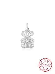 925 Sterling Silver Bear Pendant with Die-Cut Motif Detailing, Bold Bear Design, Unisex Jewelry, No Chain Included