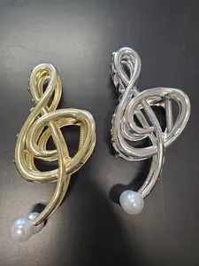Treble clef musical hair clips - Options for gold or silver