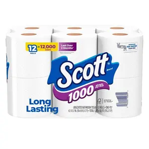 White Toilet Tissue (1000-Sheet 12 Rolls Per Pack)