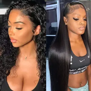 [Combo sale 30"&22"] buy 1 get 2 wig" 30 Inch 13x4 Deep Wave Hair Lace Front Wigs + 13x4 22Inch straight Hair Hair Pre Plucked HD Transparent Lace FrontalHuman Hair Wigs 180% Density