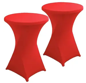 Prime Covers - 2 Pack 24X43 Inch Spandex Fitted Highboy Event Table Covers, Red, Cocktail Table Fitted Stretch Tablecloth for Round Highboy Tables. (2PK 24X43)…