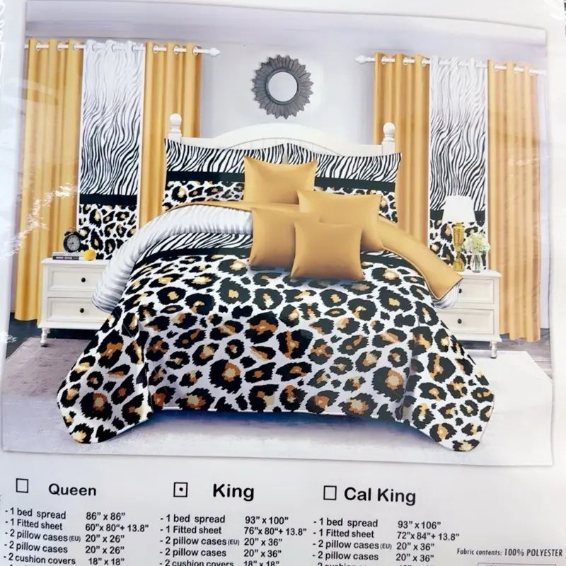 14-Piece Bed Spread Set – King Size, Leopard Print, Home Fashion Collection ️  Brand shown: Home Fashion BELIFT.