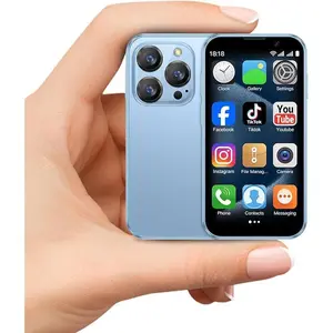Mini Phone Unlocked 3.0" HD Touch Screen Quad Core Dual SIM Face ID Android 2GB+16GB Compact Smartphone for Kids Blue with 3MP Front & 5MP Rear Camera