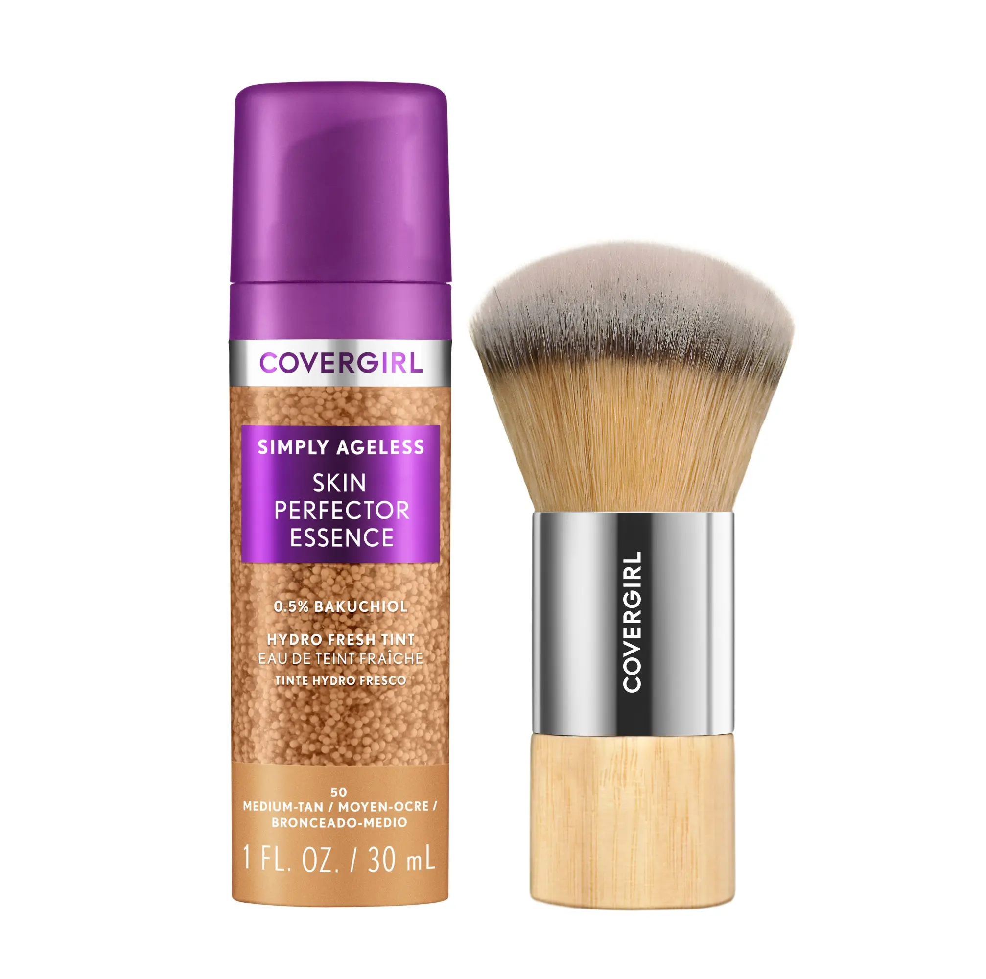 COVERGIRL Simply Ageless Skin Perfector Essence & Makeup Blending Brush Set, Hydrating Sheer Skin Tint COVERGIRL Simply Ageless Skin Perfector Essence & Makeup Blending Brush Set, Hydrating Sheer Skin Tint