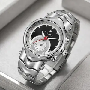 Men's Luxury Stainless Steel Quartz Watch | Unique Wavy Band Water-Resistant Wristwatch | Old Money Aesthetic