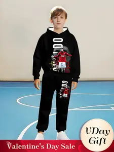 Must-Have Football Trendy C Ronaldo Man United Boys Hoodie Set, Football Kit, Classic Elements, Casual Fitted Sweatshirt, Fall & Winter