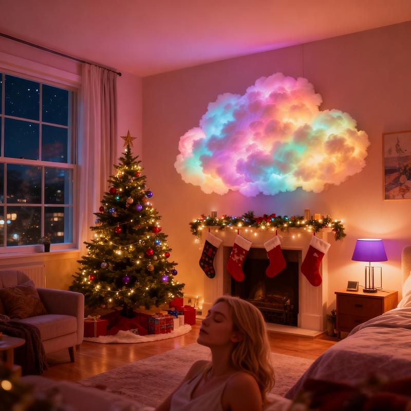 314.96-inch LED Cloud Light with Music Rhythm, DIY Rayon Night Light, Suitable for Bedrooms and Game Rooms - USB Powered, Vibrant Light, Perfect for Christmas Gifts, Parties, Cafes, Bedroom Atmosphere | Dynamic Visual Effects, Nightlight for bedroom