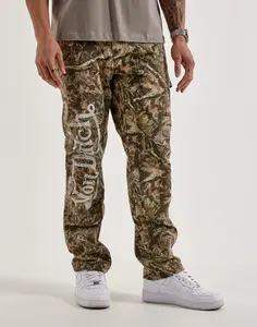Mens Von Dutch Camo Straight Double-Knee Pants