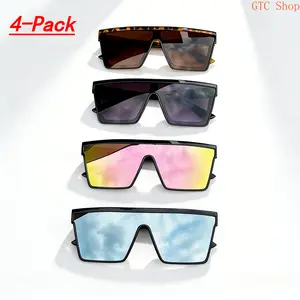 4-Pack Punk Style Polarized Sunglasses for Men & Women – Oversized Vintage Tortoiseshell Shades with UV400 Protection, Trendy Bling Fashion Eyewear Perfect for Riding Driving Golf Festivals Outdoor Fall Streetwear