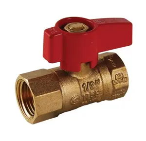 AGA Brand 3/8" Male Flare x 1/2" FIP Brass Flow Control Valve with Red Handle for Gas Systems