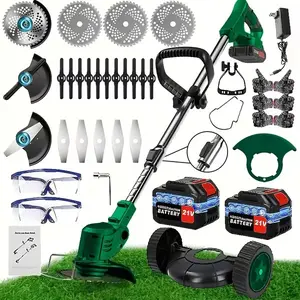 Portable Cordless Garden Trimmer, Electric Yard Cutting Tool with 3 Blade Types, Adjustable Outdoor Grass Edge Cleaner for Garden and Yard Care