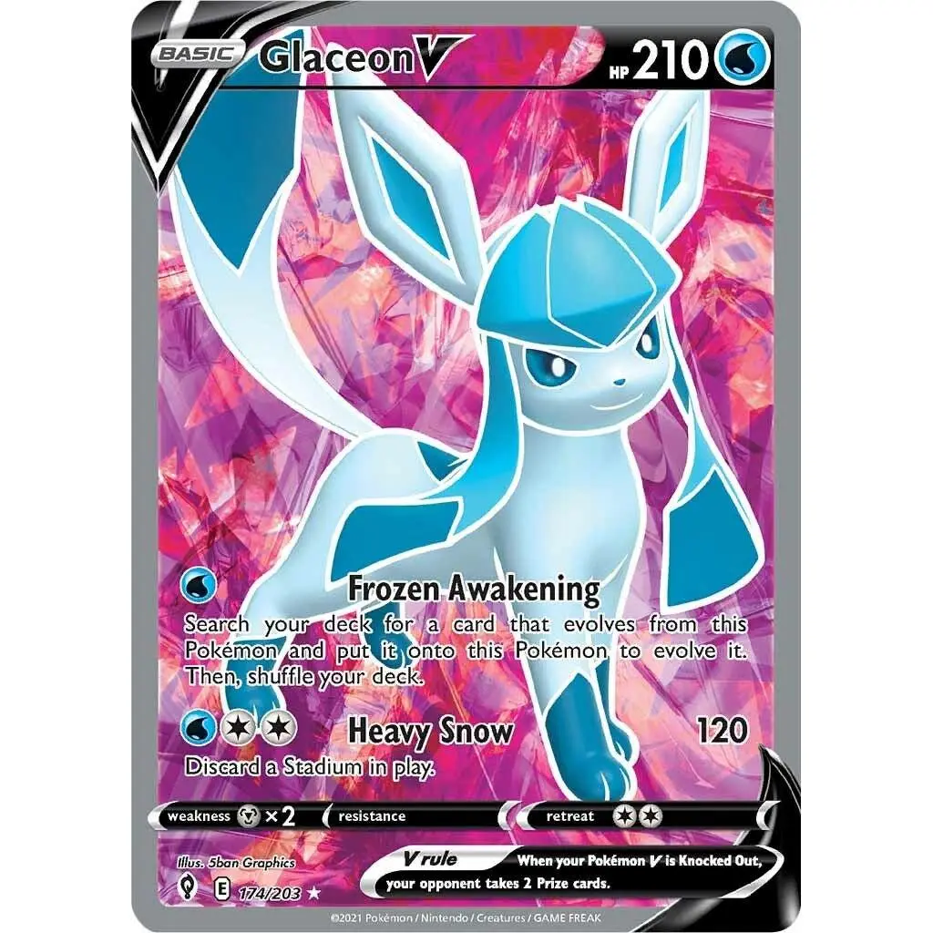 Glaceon V (Full Art) 174/203 Pokemon SWSH07: Evolving Skies Ultra Rare