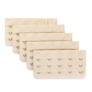 INSPIRE CHIC Women Bra Extender Brassiere Extension 3 Rows 5 Hooks 5 Pcs One Size Beige