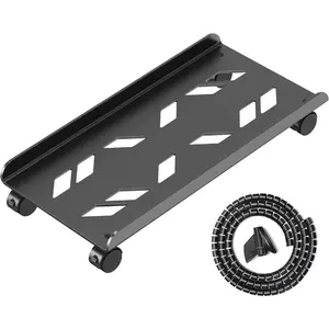 Computer Tower Stand, Ventilated Mobile CPU Stand Fits  PC Tower, Steel Desktop CPU Holder with Rolling Caster Wheels, PC Floor Cart Riser for Gaming Office Desk Accessories