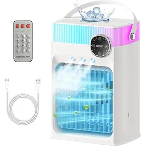 Portable Air Conditioners, Mini AC Unit Cooling Fan for Bedroom,1200ML Small Air Cooler Fans with Remote, 3 Mist,3 Speed,8 Light,2-8H Timer Personal AC Portable for Office Camping  Desk (White)