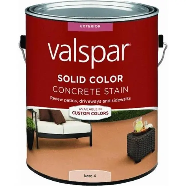212 MAIN Valspar 82324 1-Gal Low-Gloss Water-Based VOC-Compliant Solid Color Concrete Stain - Base 4, for Surface Renewal, Exterior Use