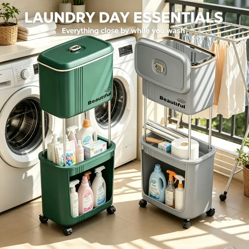 Slim Rolling Sliding Lid Trash Can With Wheels Narrow Gap Storage Organizer Odor Proof Covered Garbage Bin Removable Inner Bucket Mobile Waste Cart Freestanding Multi-Color Storage For Kitchen Bedroom Office Pet Laundry Gym Under Cabinet Waste Basket