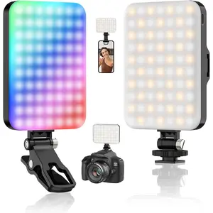 Video Light, 360° Full Color Selfie Light LED Camera Light with 3 Cold Shoe Mounts/CRI 97+/20 Scene Modes/2200mAh Rechargeable Portable Phone Light Photography Selfie Lighting