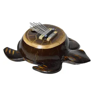 Karimba Thumb Piano 7 keys Coconut Shell TURTLE Musical kalimba Instrument Aboriginal Dot Design