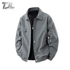 TJL Men's Casual Jacket - Lightweight Streetwear  Up Coat with  Pockets, Modern Fit Grey Outerwear for Daily Wear winrar  variety  jacket