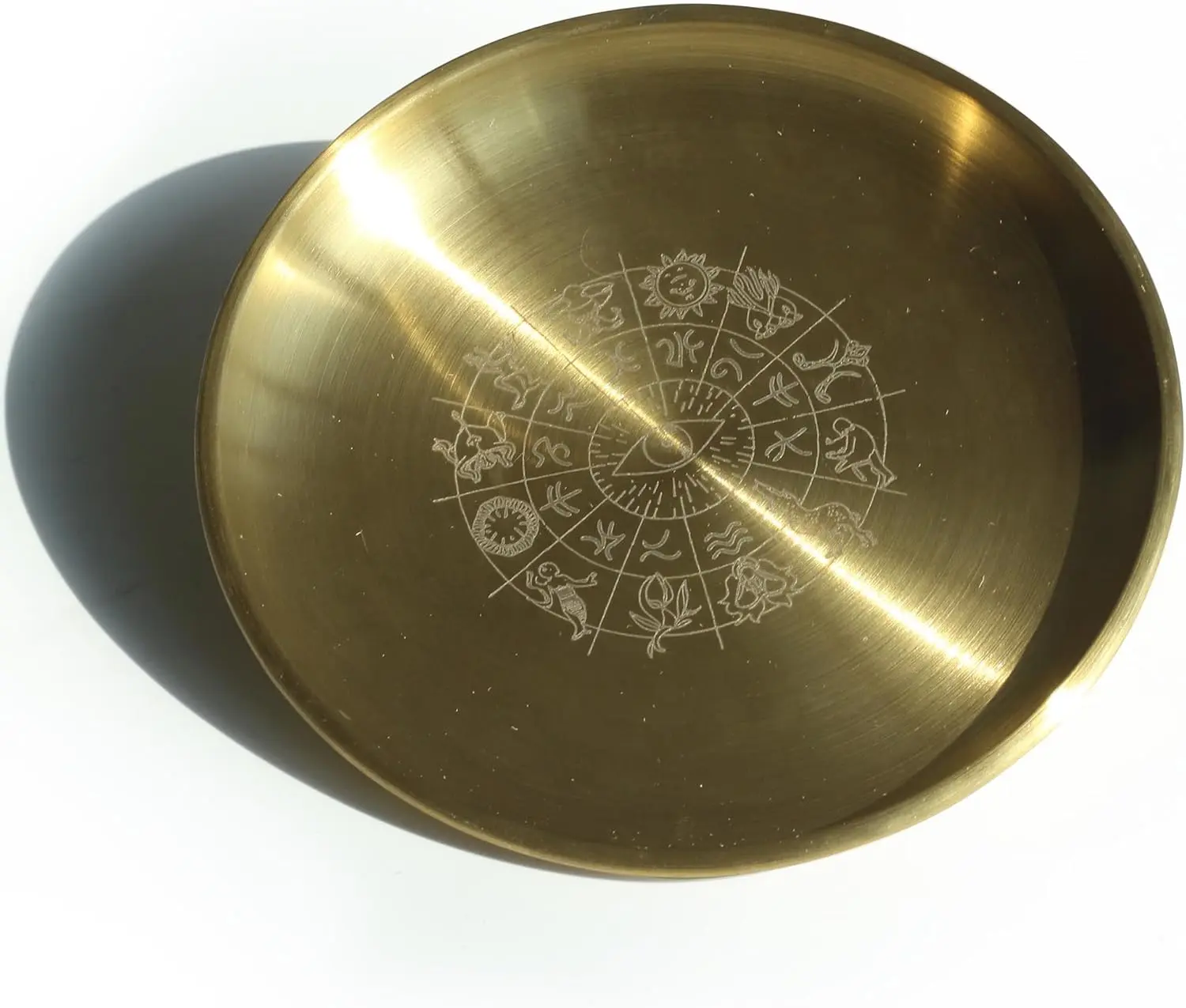5.5 Inch Golden Decorative Bowl - Eye Wisdom Prayer Ritual Plate Great fo Altar Use, Incense Burner, Smudging Bowl, Offering Bowl, Jewelry Plate