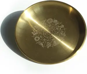 5.5 Inch Golden Decorative Bowl - Eye Wisdom Prayer Ritual Plate Great fo Altar Use, Incense Burner, Smudging Bowl, Offering Bowl, Jewelry Plate