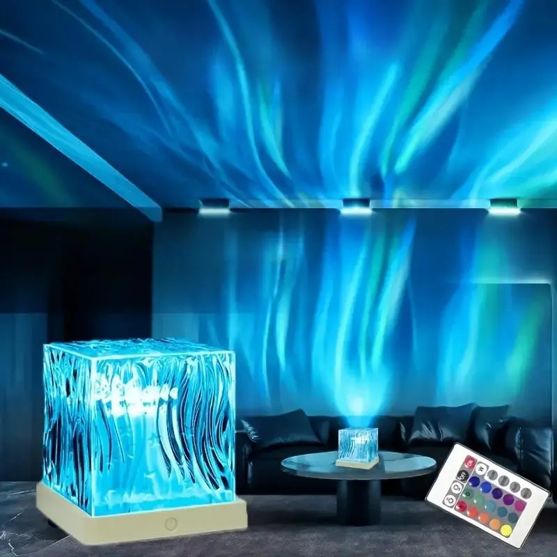 Aurora Borealis Northern Lights Starry Sky Projector Light, USB Powered 16 Color LED Night Light with Remote & Timer, Adjustable Led Projector Lamp, Dimmable Cube Starlight Projector Light for Bedroom Relaxation, Audio