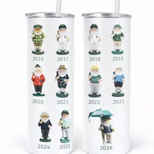 Golf Gnome Skinny Tumbler 20oz, Vintage Golf Gnome Cup 2016–2026, Funny Golf Lover Gift, Insulated Travel Mug with Lid