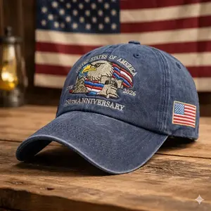 USA 250th Anniversary Hat 1776-2026 Patriotic Eagle Embroidered Dad Cap Vintage American Flag Cap Independence Day Gift 4th of July Gift