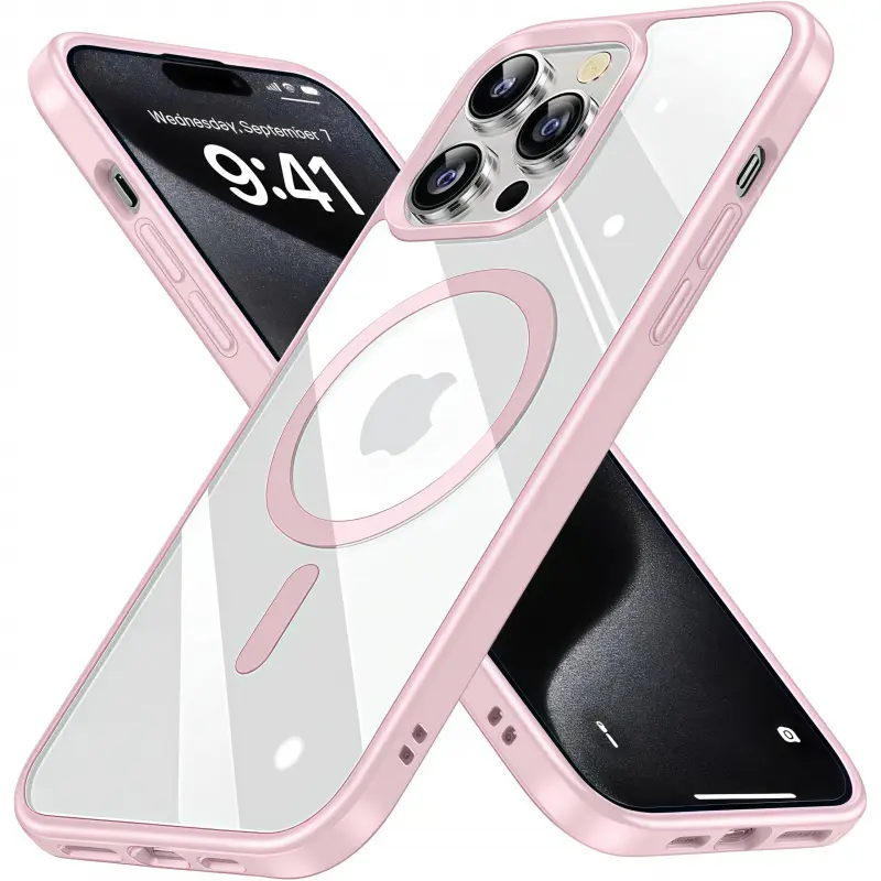 Premium Magnetic Transparent Phone Case, Compatible with Iphone 17/16/15/14/13/12/11/Pro/Max/Plus/Mini/17Air, Featuring a Durable Transparent Drop-Resistant Design.
