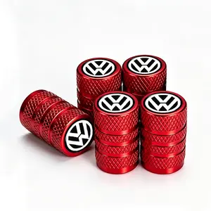 5-Pack Red Black Anodized Aluminum Tire Valve Stem Caps, TPMS Safe Rust Leak Dust Proof, Weather Resistant Wheel Accessories for Volkswagen Jetta Passat Tiguan Atlas Golf Arteon Taos Car SUV