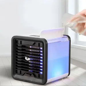 Portable USB Air Cooler Fan LED Light - Mini 4-in-1 Air Conditioner, Humidifier, and Purifier for Personal Cooling