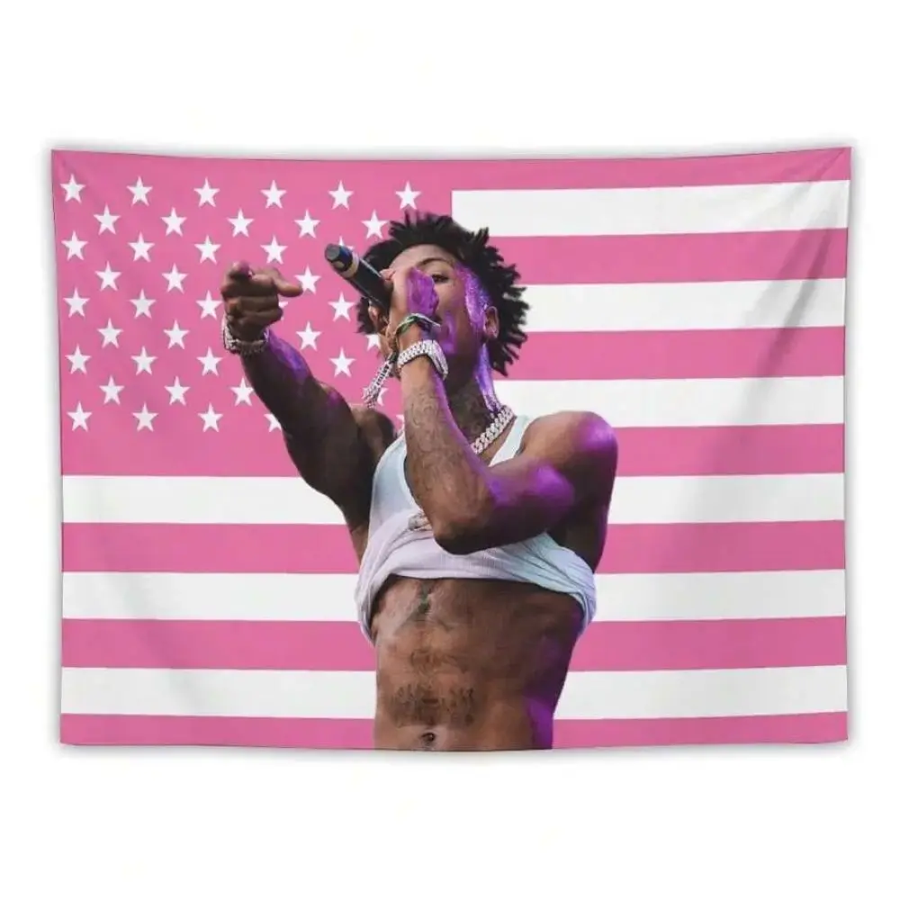 Decorative Hanging Tapestry - Rapper Celebrity YoungBoy Music Art Signature Print, Blush Pink Mural, Wall Decor, Girly House Accessories, College Dorm Gift for Friends