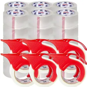 Heavy Duty acking Tae 36 Rolls with 6 Disensers, Total 1980Y, Clear, 2.7 mil, 1.88 inch x 55 Yards, Ultra , Refill for ackaging and Shiing