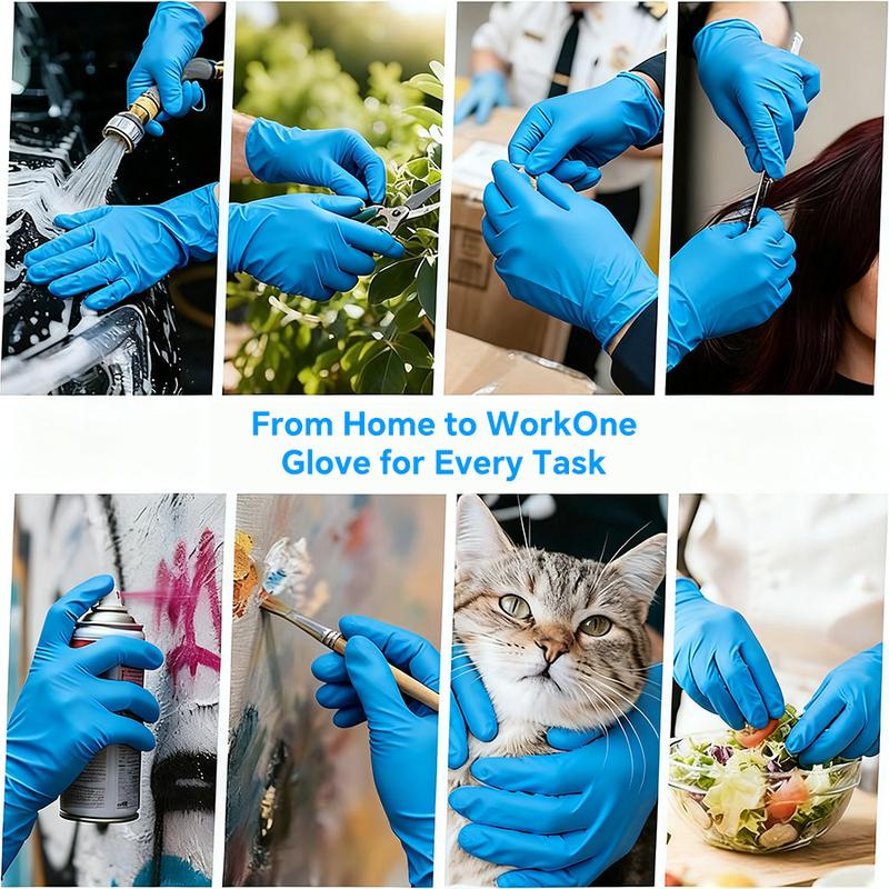 Thickened Disposable Nitrile Gloves Blue 200/400Pcs, Latex & Powder Free, Puncture Resistant, Textured Non-Slip Grip, Food Safe Multi-Purpose Gloves, Food Grade, S/M/L/XL, Ideal for Household, Catering, Beauty & Industrial Work