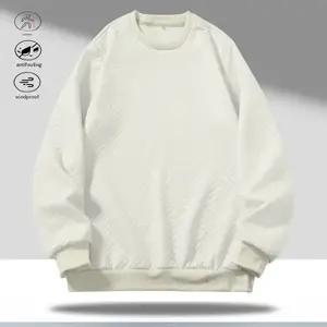 A beige grid pattern crew neck sweater, featuring a stylish casual design, the crew neck adds fashionability, the grid pattern fabric features delicate texture, providing a structured wear without being saggy, finished with neat ribbed cuffs and hem detai