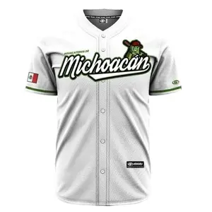 (WHITE) AGUACATEROS DE MICHOACÁN Baseball Jersey, Mexico Jersey for Men Women Youth And Kids, Mexico Baseball Shirt, Hiphop Jersey, All-Over Print Baseball Jersey