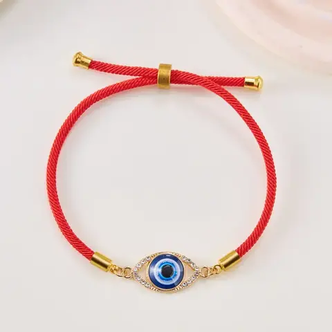 September Laurel  Women's Turkish-Style Evil Eye Enamel Protection Charm, Adjustable Cord Bangle, Lightweight Stackable Spiritual Daily Fashion Jewelry, Birthday Gift Accessory