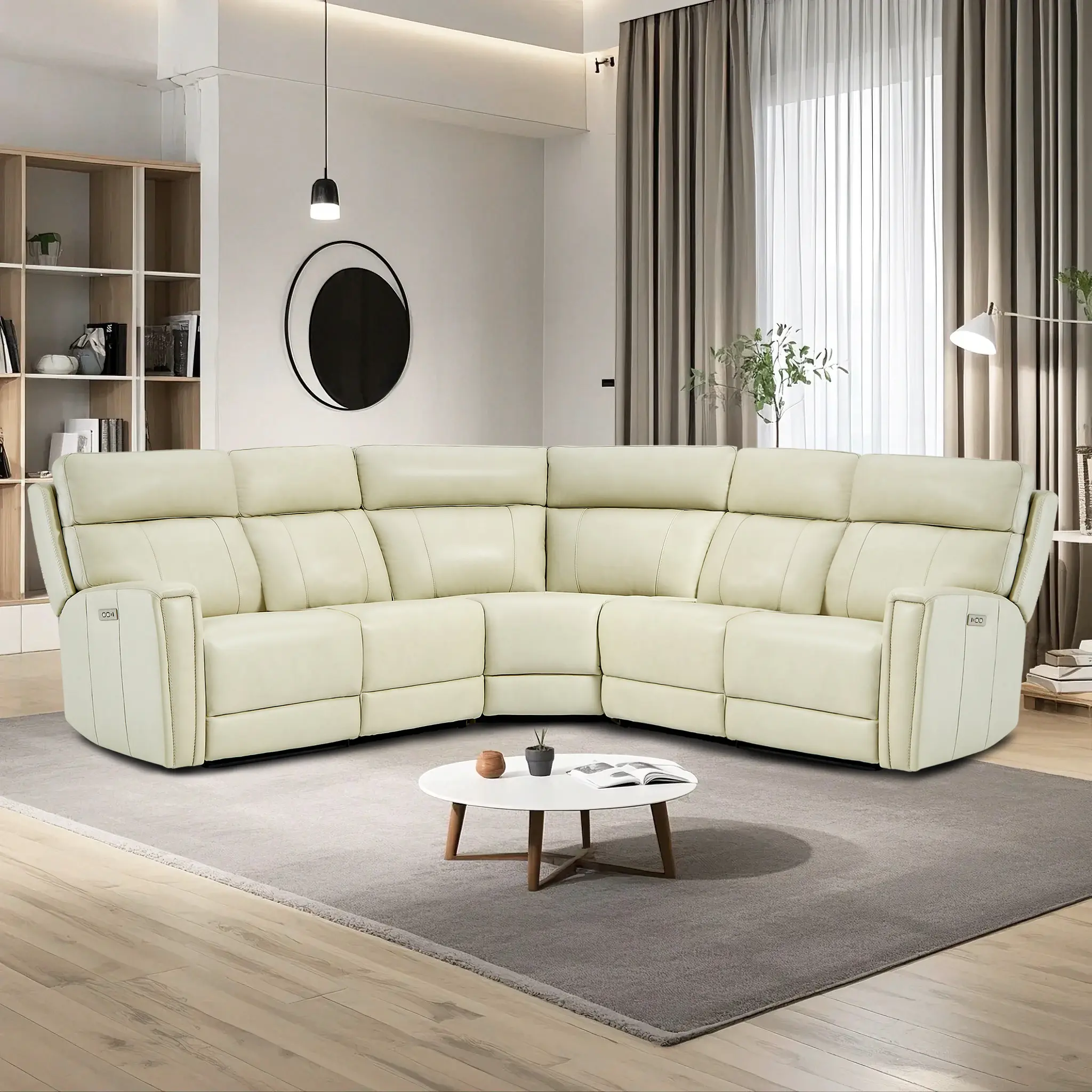 【8 Packages Shipping】5-Seater Genuine Leather Triple Power Reclining sofa