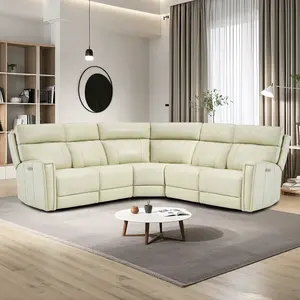 【8 Packages Shipping】5-Seater Genuine Leather Triple Power Reclining sofa