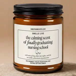 MAKEAGIFT Nurse Graduation Gift, Graduation Candle, Nurse Practitioner Candle, Nursing School Candles, Finally Graduated Gift, Achievement Gifts