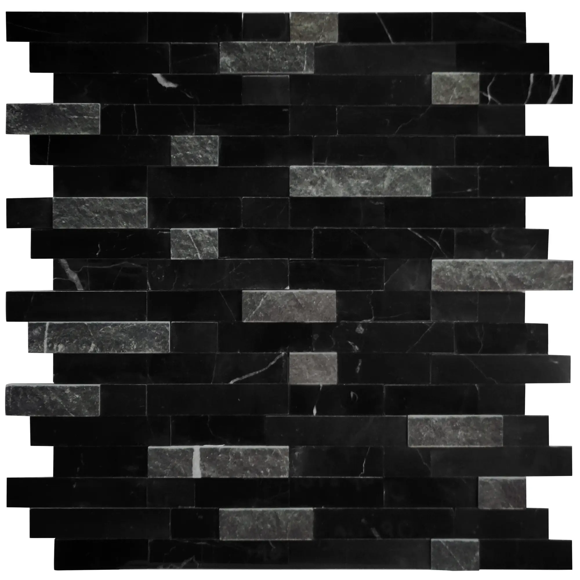 INNO STICKERS 5-Sheet Peel and Stick Mosaic Natural 3D Stone Self Adhesive Tiles, 12" x 11" Stick on Backsplash for Kitchen Bathroom Fireplace Vanity, Mixed Black
